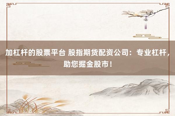 加杠桿的股票平臺 股指期貨配資公司：專業杠桿，助您掘金股市！
