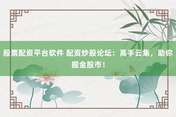 股票配資平臺軟件 配資炒股論壇：高手云集，助你掘金股市！